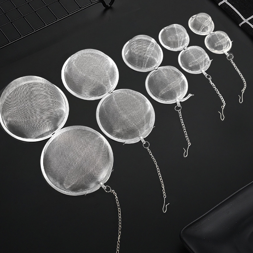 Stainless steel mesh tea infuser set in multiple sizes