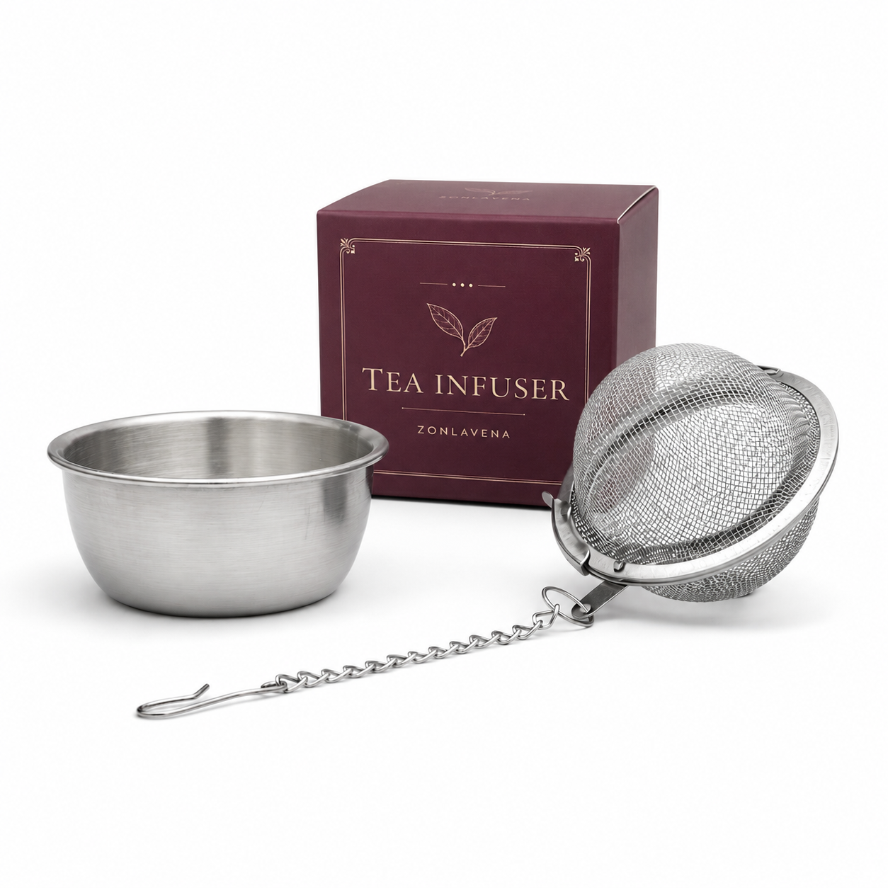 ZONLAVENA tea infuser gift set with stainless steel bowl and mesh infuser